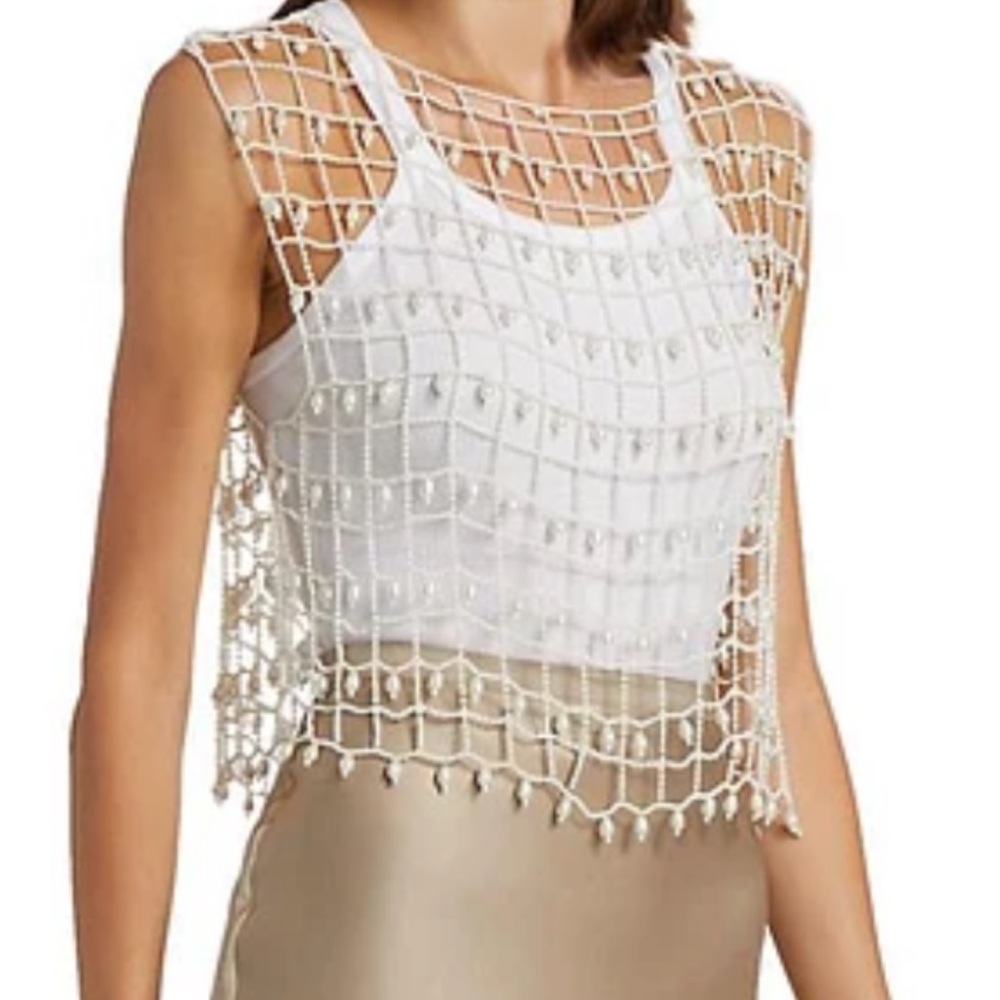 L'AGENCE Pearl Embellished Top